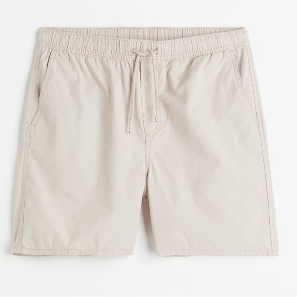 H&M men’s light beige khaki cotton drawstring waist shorts size 30R